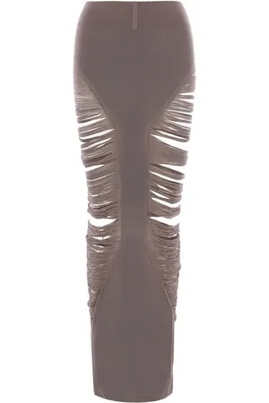 Rick Owens Pillar fringed midi skirt