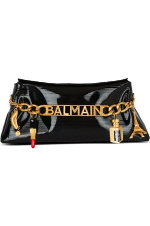 Balmain 1945 Soft striped leather clutch bag