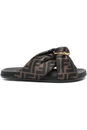 Fendi FF satin slides