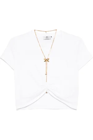 Elisabetta Franchi Bow-necklace jersey T-shirt