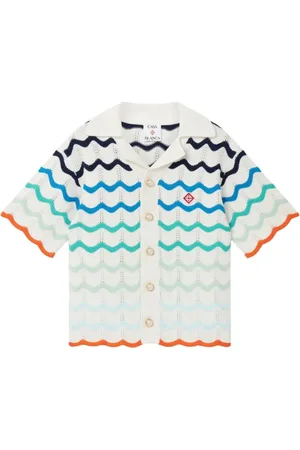 Casablanca Gradient-wave crochet shirt