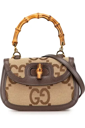 Gucci 2016-2024 Small Jumbo GG Canvas Bamboo 1947 Top Handle Bag handbag