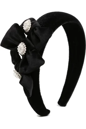 PATACHOU Faux-pearl embellished bow velvet headband