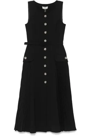 NISSA Plissé-details midi dress