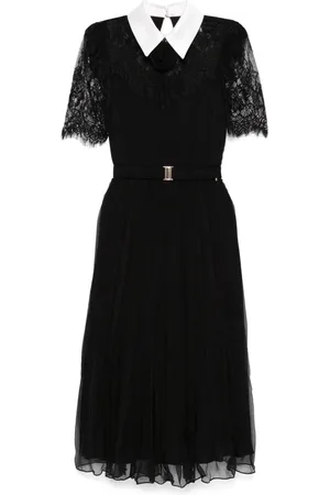 NISSA Lace-detailed silk midi dress