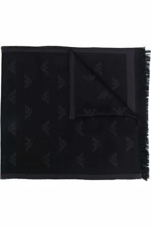 Emporio Armani Logo embroidered knit scarf