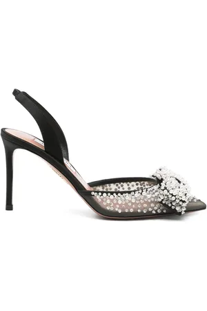 Aquazzura 90mm bow-detail slingback pumps