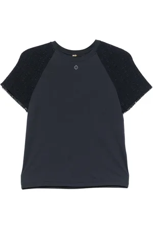 Maje Tweed-panelled T-shirt