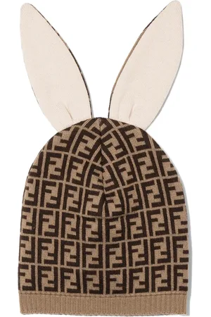 Fendi Jacquard FF-motif bunny beanie
