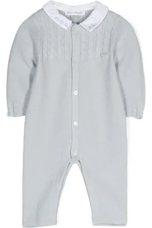 Tartine Et Chocolat Collared cable-knit romper
