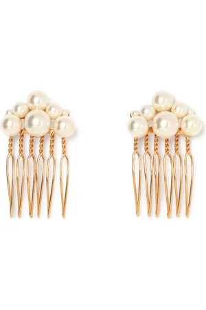 Jennifer Behr Pearl-embellished hair comb (set of two)