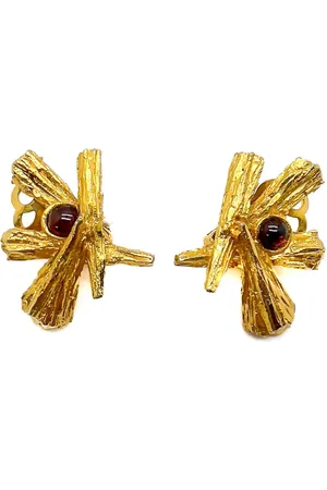 JENNIFER GIBSON JEWELLERY 1960s Bark Cabochon clip-on earrings