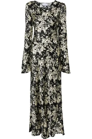 Ganni Floral-print satin maxi dress