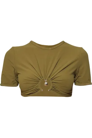 CHRISTOPHER ESBER Ruched Orbit Crop swim t-shirt