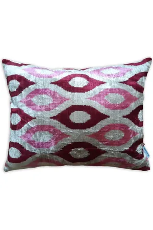 Les-Ottomans Ikat-print velvet cushion