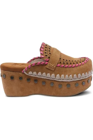 Mou 65mm embroidered clogs