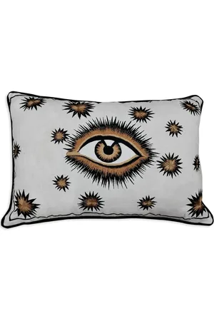 Les-Ottomans Eye-motif embroidered cushion