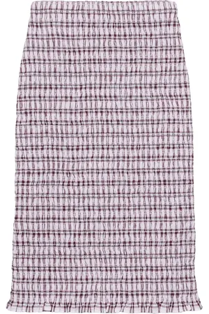 Prada Checked cotton midi skirt