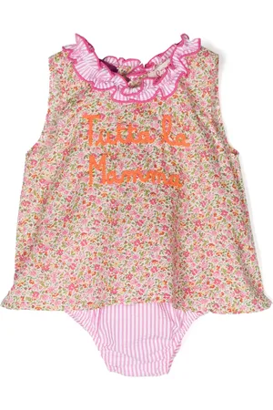 MC2 SAINT BARTH Slogan-embroidered floral-print dress