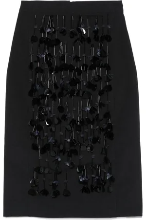 Plan C Sequin-detail panama midi skirt