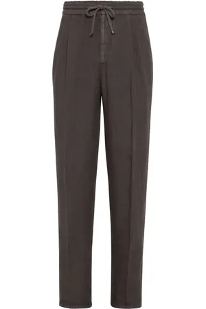 Brunello Cucinelli Garment-dyed linen track pants
