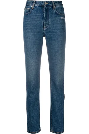 OFF-WHITE Logo-embroidered straight-leg jeans
