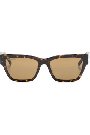 Balenciaga Logo-print tortoiseshell-effect glasses