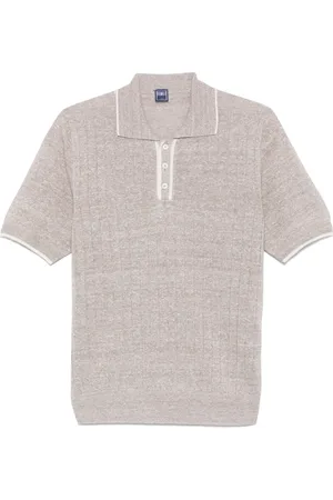 FEDELI Ribbed-knit polo shirt