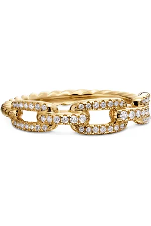 David Yurman 18kt yellow Stax Chain Link diamond ring (4.5mm)