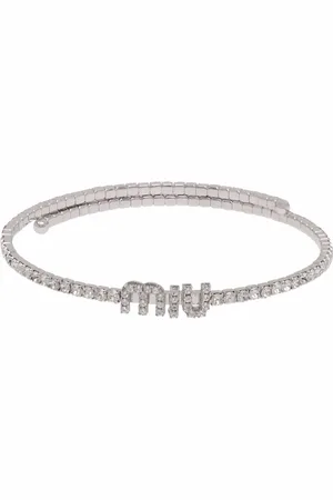 Miu Miu Crystal-embellished logo necklace
