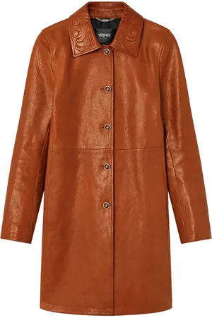 VERSACE Barocco A-Line leather coat