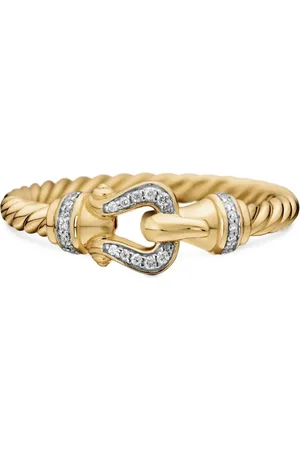 David Yurman 18kt yellow Petite Buckle diamond ring (2mm)