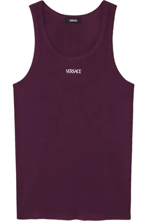 VERSACE Logo-embroidered tank top