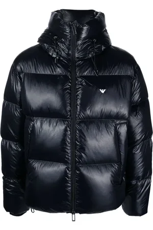 Emporio Armani Logo-embroidered hooded padded jacket