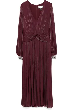 NISSA Pleated chiffon midi dress