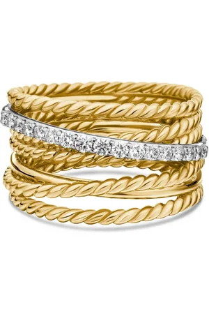 David Yurman 18kt yellow Crossover diamond ring (12mm)