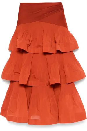 ZIMMERMANN Tiered pleated maxi skirt