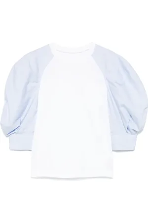 SACAI Cotton poplin-detailed T-shirt