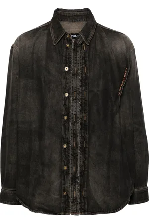 Y / PROJECT Asymmetric hook-fastening denim shirt