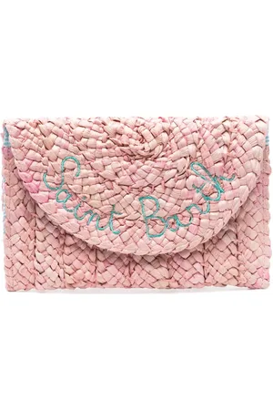 MC2 SAINT BARTH Logo-embroidered straw envelope bag