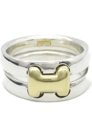 Hermès 2010s pre-owned 18kt yellow gold and sterling Olan ring