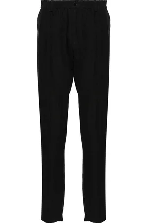 Emporio Armani Mid-rise tapered linen trousers