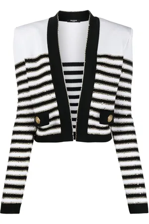 Balmain Striped cropped jacket