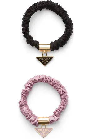 Prada Logo-charm satin hair tie (set of two)