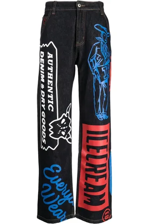ICECREAM Cartoon-print wide-leg jeans