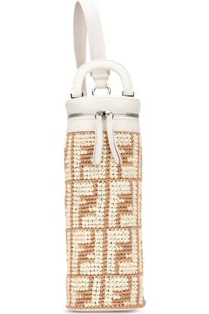 Fendi 2010-2024 Zucca Leather and Straw Bottle Holder Sling Bag crossbody bag