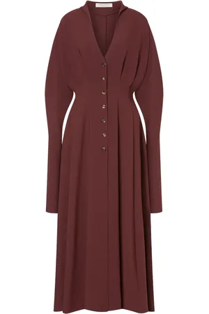 Serafini Pleated V-neck maxi dress
