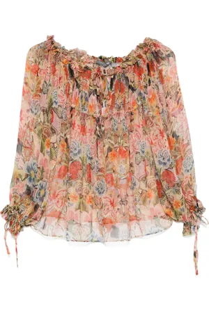 Alexander McQueen 2000s silk floral-print blouse