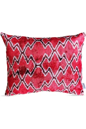 Les-Ottomans Geometric-pattern print velvet-finish cushion