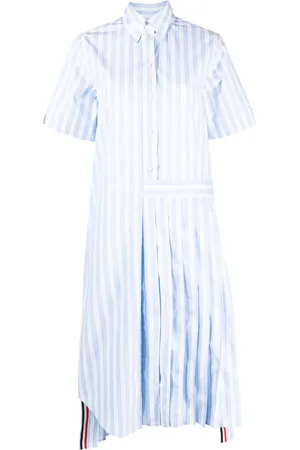 Thom Browne Striped pleated cotton shirtdress